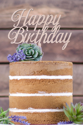 Cake Topper - Happy Birthday swirl