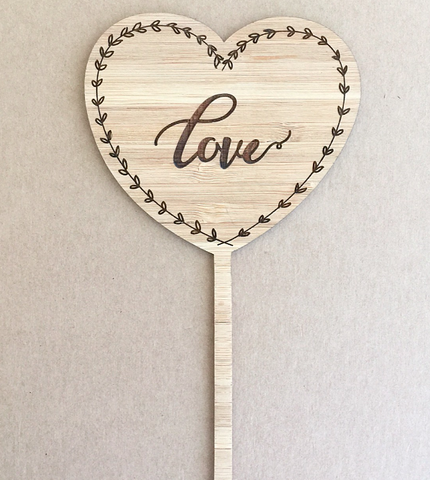 Etched Love Heart Cake Topper