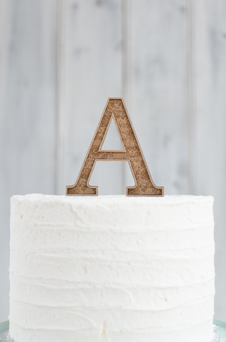 Marquee Cake Topper with Etched Pattern - Single Letter
