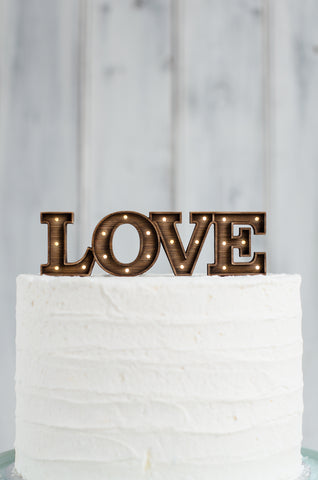 Marquee Light Up Cake Topper - LOVE